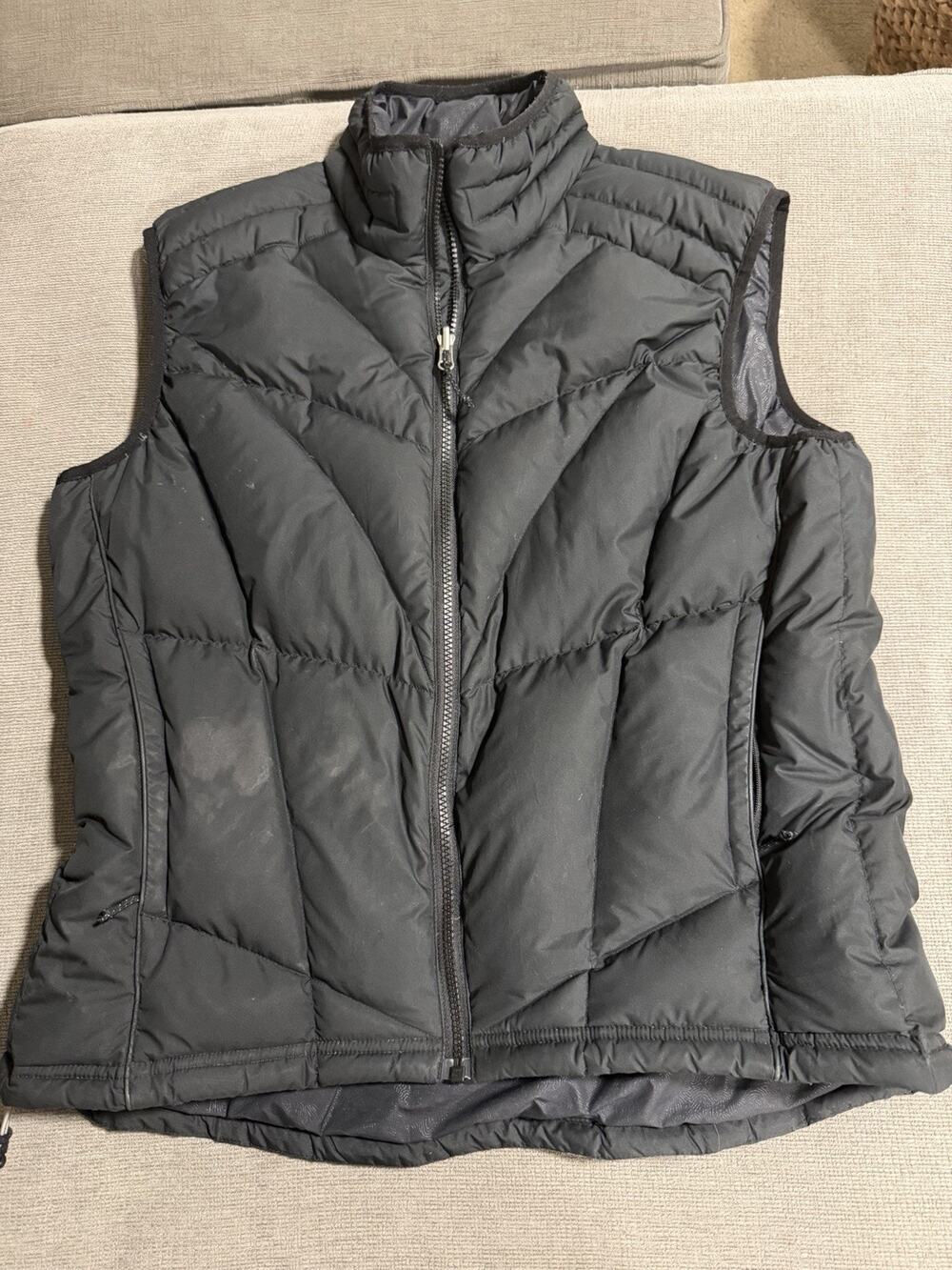 REI Women’s Large Black Goose Down Puffer Vest Full Zip Jacket Outdoor Hiking